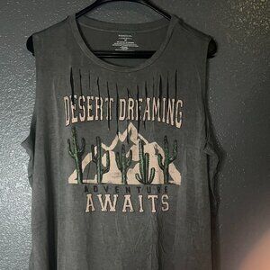 Homegirl Society 3X Desert Dreaming Muscle Tank Top Distressed Gray